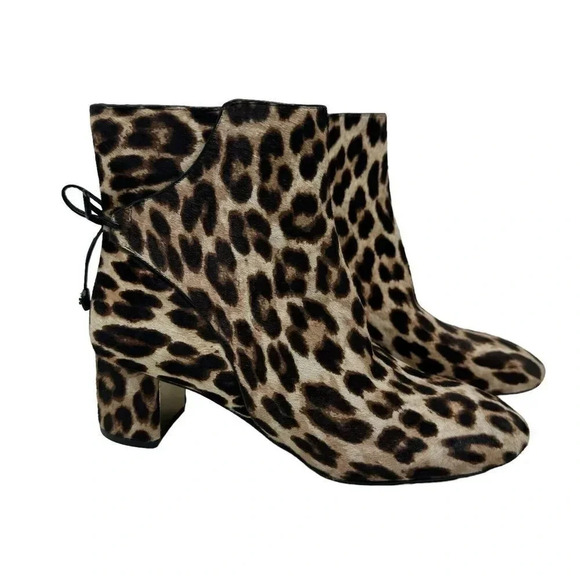 Bootie Boots Calf Hair size 8 block heel leopard print - Picture 7 of 7